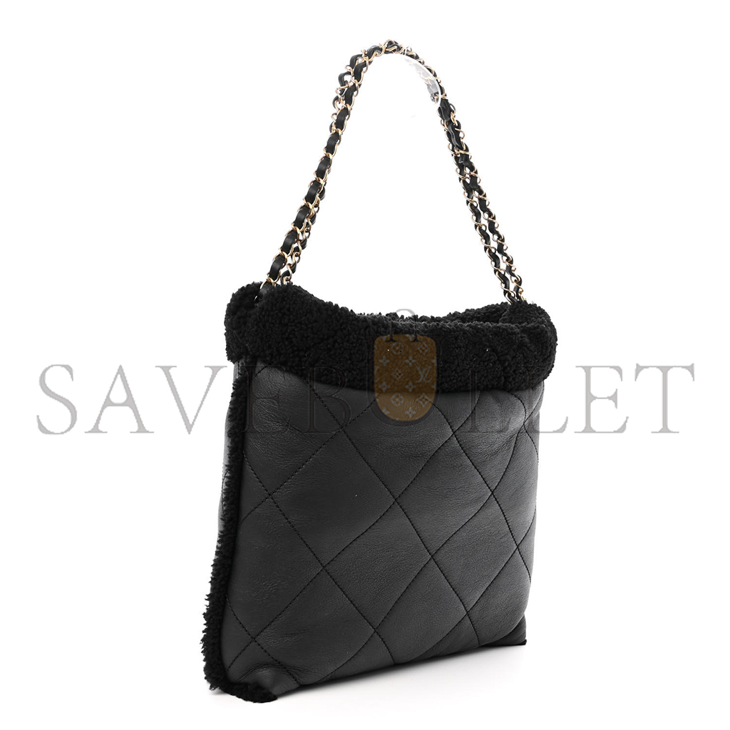 CHANEL MASTER LAMBSKIN SHEARLING QUILTED SMALL CHANEL 22 BLACK AS3260 (30*30*8cm)